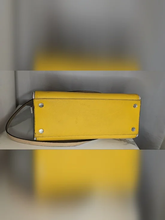 Michael Kors Yellow Satchel Crossbody Bag Leather Colorblock - Picture 3 of 5